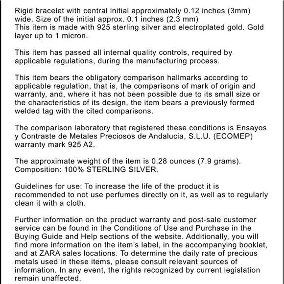 NWT ZARA STERLING SILVER INITIAL BRACELET [L] - Picture 5 of 5